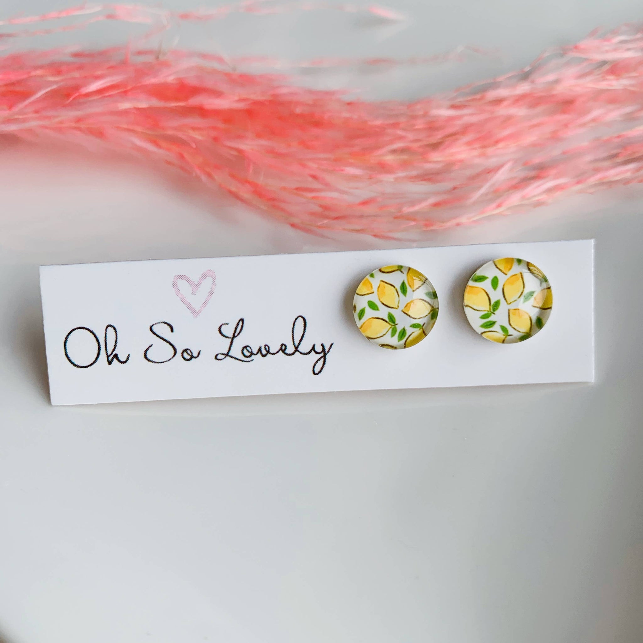 Cute Fresh Lemon Glass Stud Earrings
