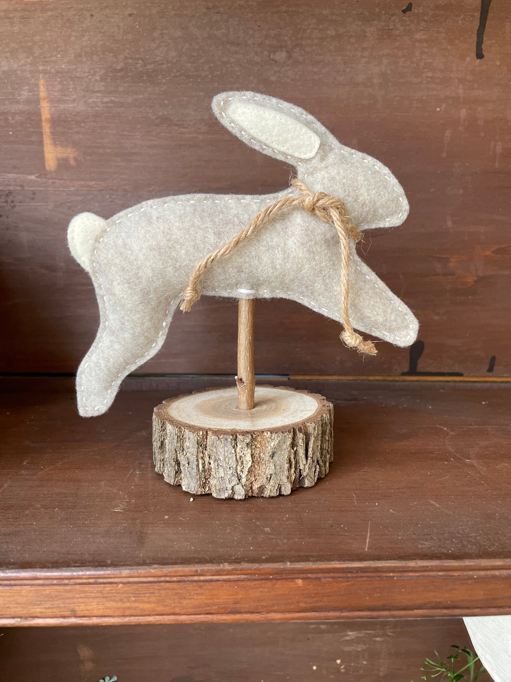 Bunnies on Wooden Base