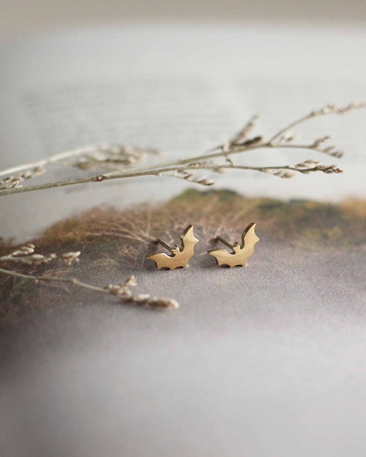 Mini Bat Earrings (Gold)