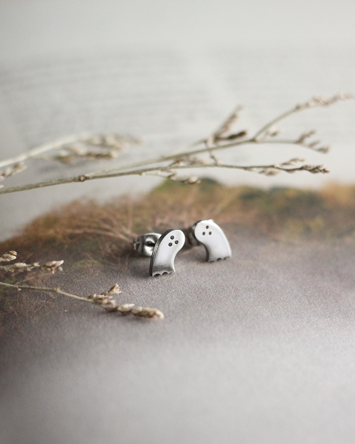 Mini Ghost Earrings (Silver)