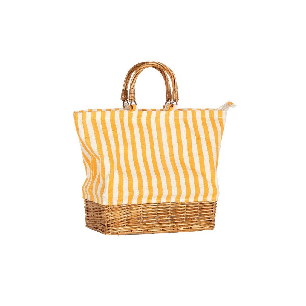 RECTANGULAR WILLOW BASE INSULATED PICNIC BAG YELLOW