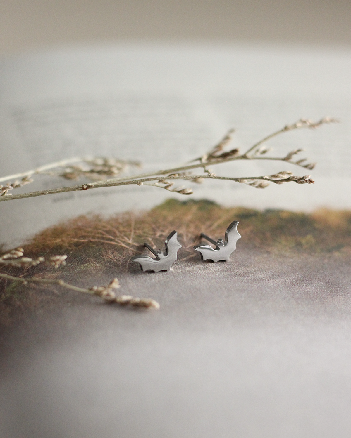 Mini Bat Earrings (Silver)