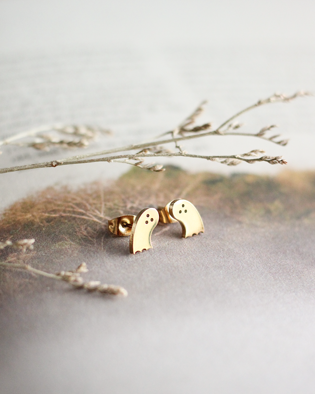 Mini Ghost Earrings (Gold)