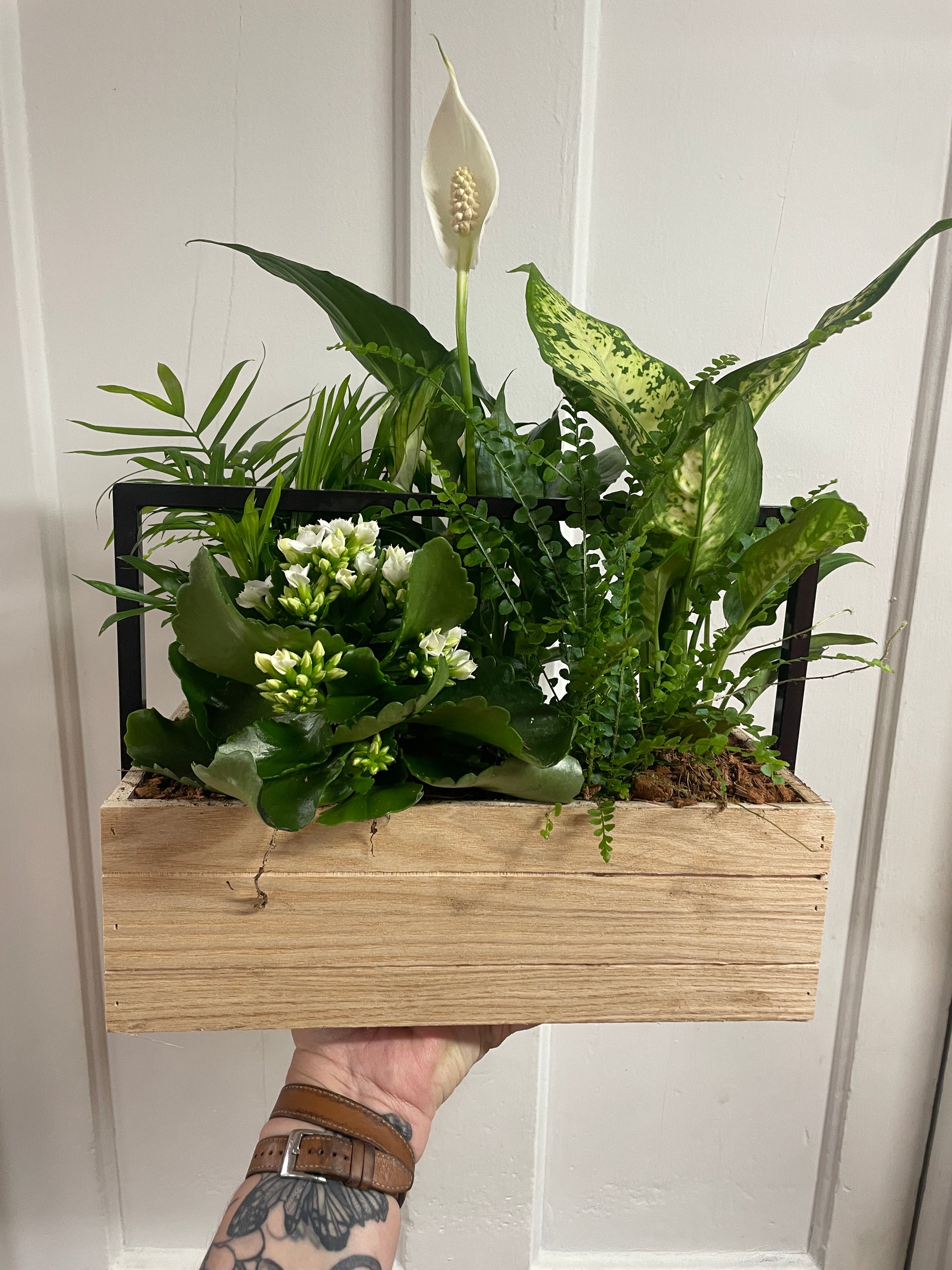 Wooden Rectangle Planter with Handle