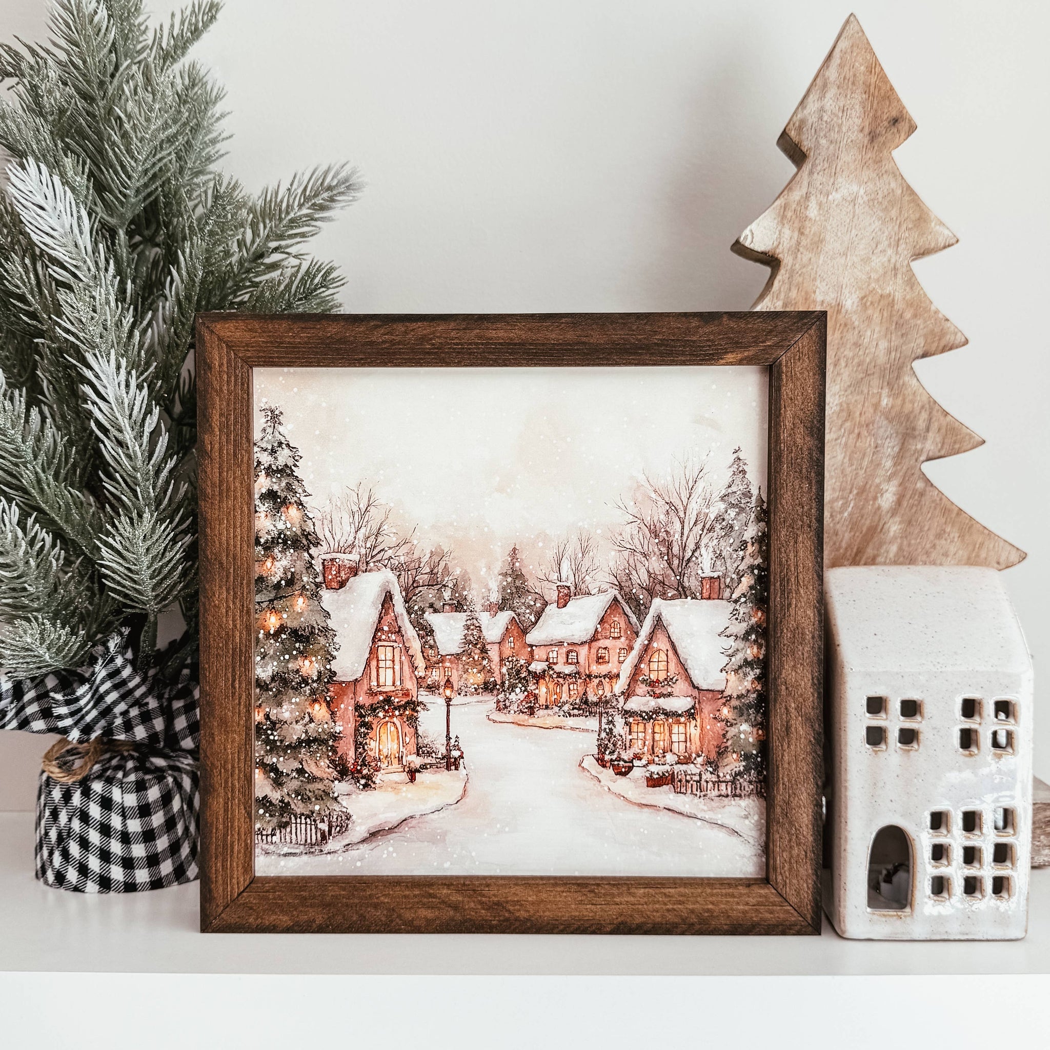 Christmas Village Scene 2 Framed Christmas Sign