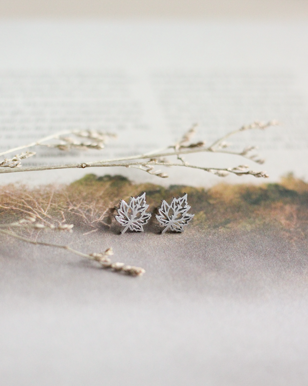 Mini Maple Leaf Earrings (Silver)